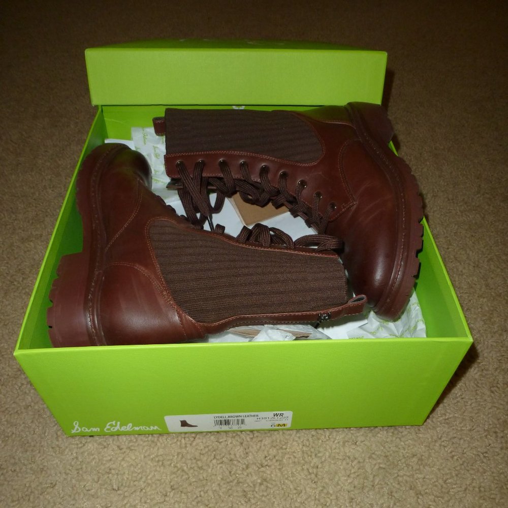 Sam Edelman Lydell Combat Boots Brown leather